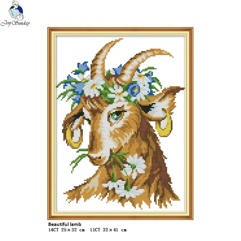 

Joy Sunday Beautiful lamb DA198 Cross Stitch kit aida 14ct 11ct Print Canvas Stitches Embroidery Handmade Needlework Home Decor