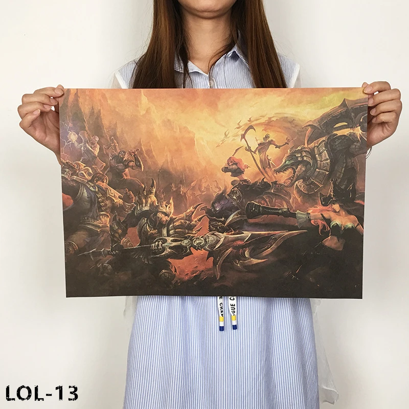 

New League of Legends poster online game poster retro kraft paper poster dormitory Internet cafe decorative painting core L-13
