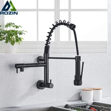 Black Bronze Kitchen Faucet One Handle Cold Water Tap for Kitchen Wall Mounted Single Hole Pull Down Swivel Spout Faucet
