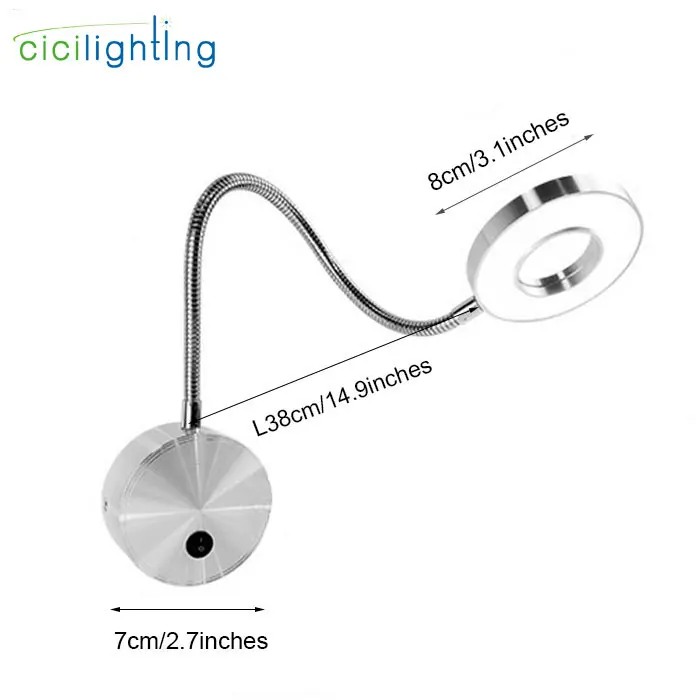 Светодиодный настенный светильник 5 Вт, прикроватный светильник для чтения, светодиодный светильник для чтения с выключателем для спальни/ванной комнаты/художественного зала, светильник ing