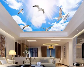

3d ceiling murals wallpaper custom photo non-woven Sunny sky clouds dove painting 3d wall murals wallpaper for living room