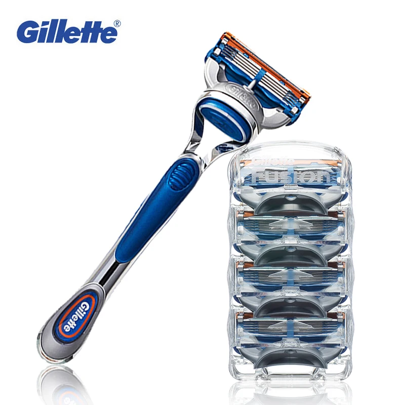 Бритвенные лезвия Gilette Fusion горячая Распродажа 1 держатель + 5 бит Брендовые