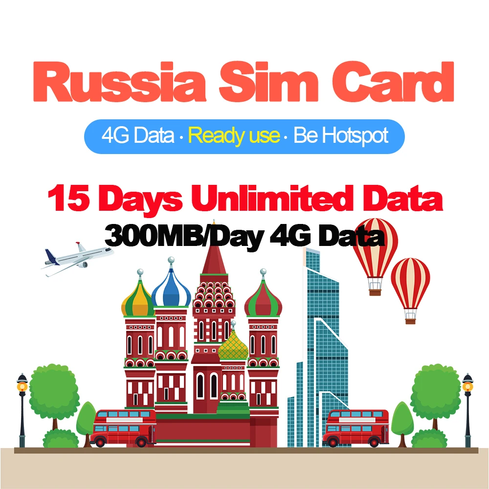 

Mewfi Prepaid 15 Days Unlimited Data Russian Travel Sim Card 300MB/Day 4G Data No Call Beeline Network Mobile Phone Sim Card