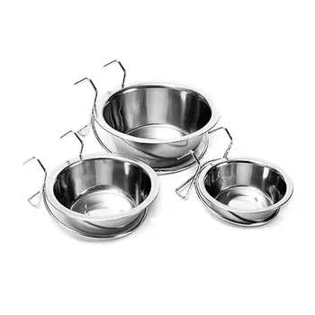 

Pet Stainless Steel Pet Hanging Bowl Feeding Dog Puppy Cat Bird Parrot Food Water Cage Cup Holder Feed Products