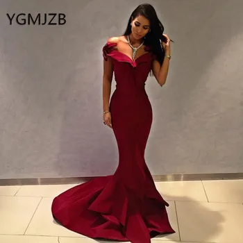 Elegant Satin Evening Dresses Long 2019 Mermaid V-neck Off The Shoulder Black Girl African Women Formal Prom Gown Party Dress Elegant Satin Evening Dresses Long 2019 Mermaid V-neck Off The Shoulder Black Girl African Women Formal Prom Gown Party Dress