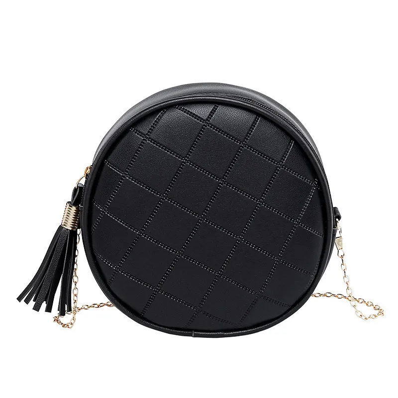

Circular small messenger bags women PU leather shoulder bags for girls tassel fashion crossbody bags phone white bolsa feminina