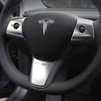 

Yimaautotrims Steering Wheel Botton Frame Cover Trim 3 Pcs ABS Interior Mouldings Fit For Tesla Model 3 2018 2019 2020