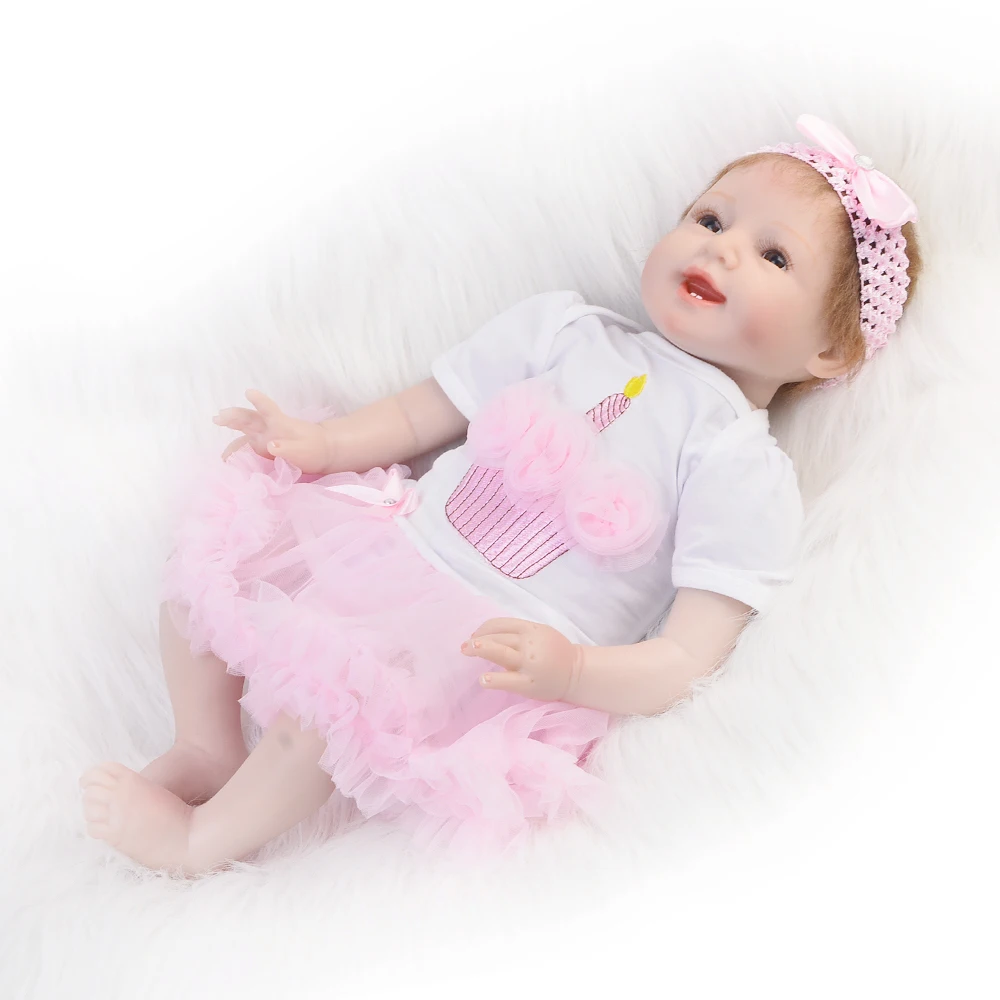 22'' Soft Silicone Vinyl Newborn Dolls Toys For Girl Realistic Smiling Reborn Baby Dolls Wholesale 55 cm Truly Princess Bonecas