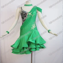 Для взрослых Одежда для латинского танца, сальса платье Танго, самба румба чача Танцы платье для латино-американских танцев L-0047