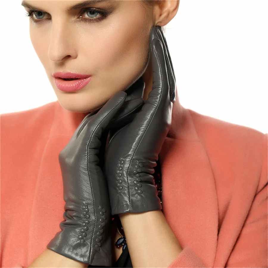 Женские перчатки из натуральной кожи с мягкой подкладкой L013NC|leather womens gloves|women fashion