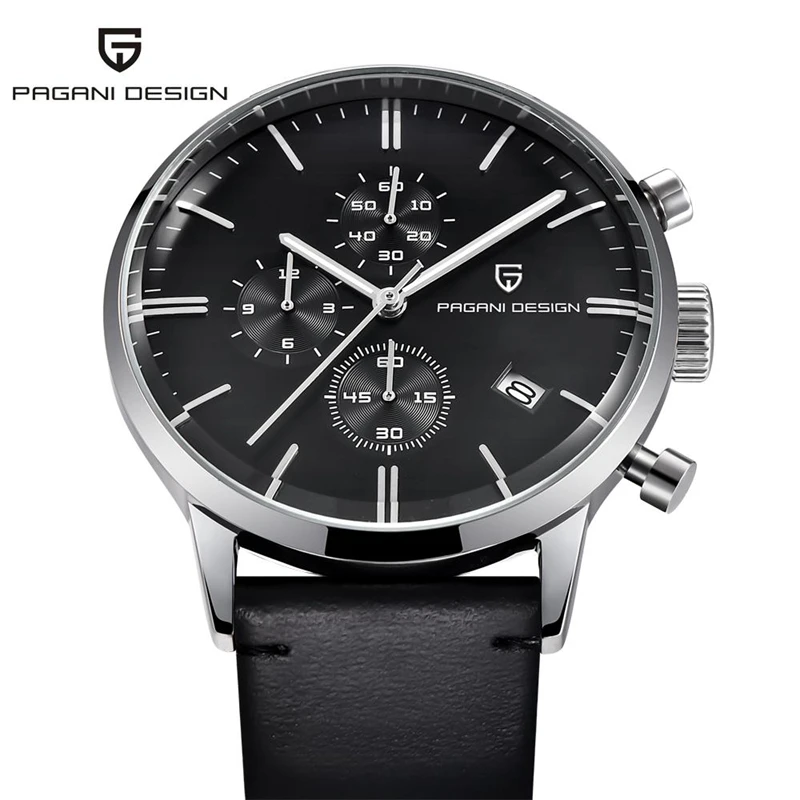 

PAGANI DESIGN Luxury Brand Chronograph Watch Waterproof Genuine Leather Wristwatch Military Quartz Watches Men Relogio Masculino