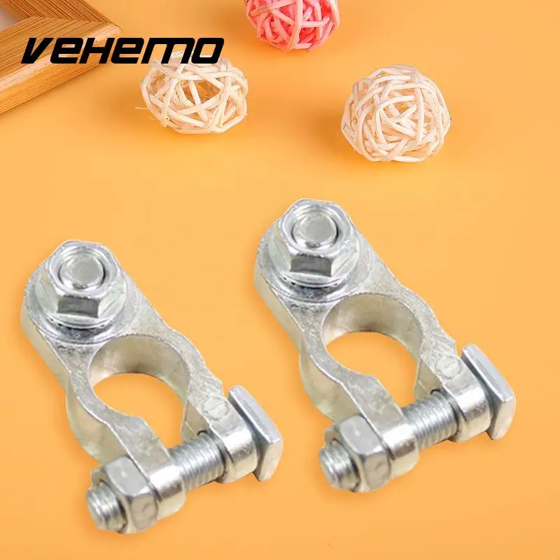 HoT 2 Pcs 1.2cm Car Battery Terminal Connector Clips Negative Positive