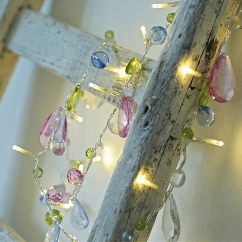 1.5M 10LED Fairy Crystal Bead String Light Christmas Tree Garland Battery Decorative Holiday Wedding Party Home Decoration Led 1.5M 10LED Fairy Crystal Bead String Light Christmas Tree Garland Battery Decorative Holiday Wedding Party Home Decoration Led