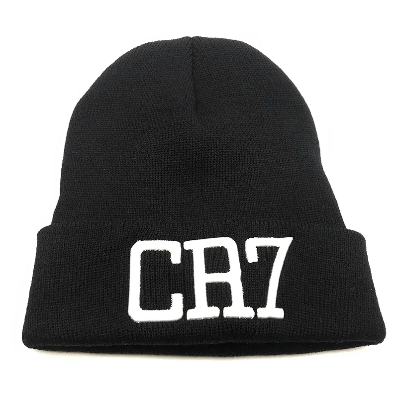 CR7 вязаные шапки, зимняя шапка s Skullies Bonnet Cristiano Ronaldo, Зимние головные уборы для мужчин и женщин, шапка, зимняя Лыжная спортивная теплая шапка - Цвет: Черный