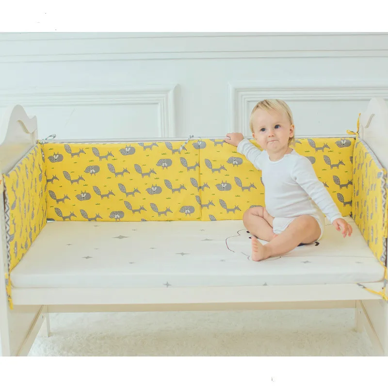 MuslinTree pink swan pattern baby crib bumper infant boy girls cot bumper bedding