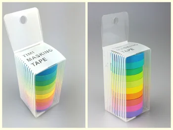 

10x Rainbow Solid Color Washi Sticky Paper Masking Adhesive Printing Scrapbooking Deco DIY Tape ,Masking Japanese Washi Tape Lot