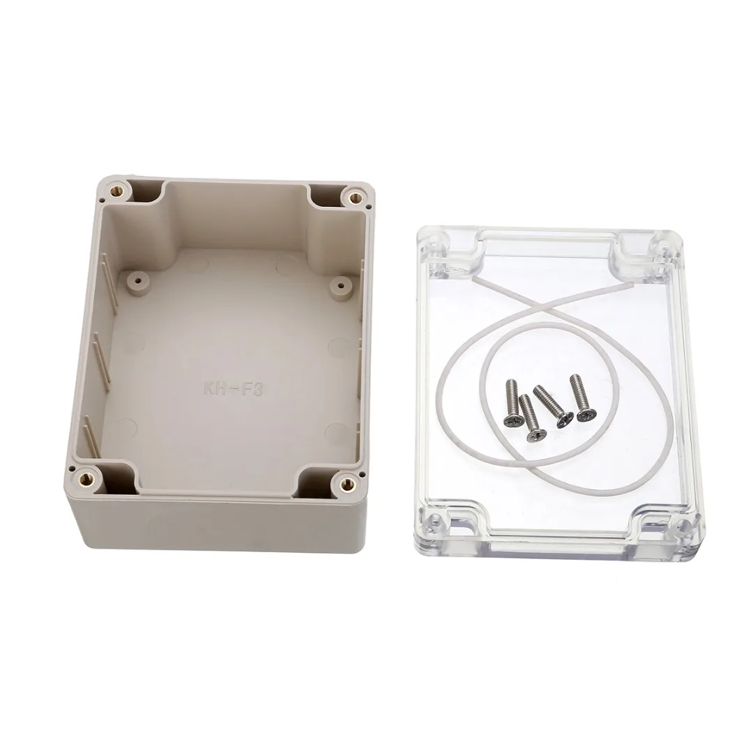 1pc Waterproof Clear Cover Plastic Box Electronic Project PCB Instrument Case 115mmx90mmx55mm with 4pcs Screws and Sealed Wire