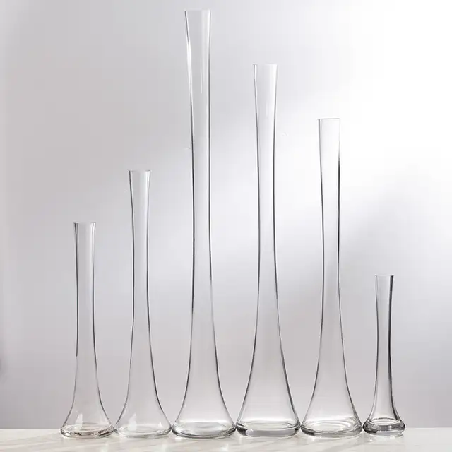 50cm Tall Glass Wedding Tall Flower Vase For Ostrich Feather