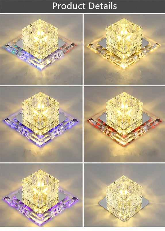 Simples e Moderno Conduziu a Lâmpada do Teto Luzes do Corredor para Iluminação Luz de Teto Quadrado Cristal Criativo Decorativa Embutida Lâmpada Led 6 luzes do corredor para iluminação decorativa embutida lâmpada led