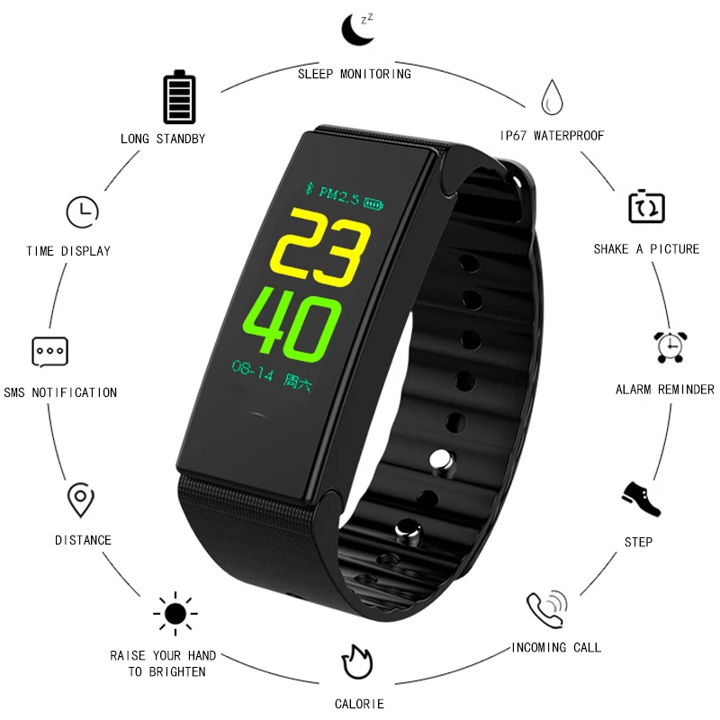 

New Smart Wristband Color Screen Reminder Sleep Tracke Sports Waterproof Counter Health Monitoring Wear Support android ios