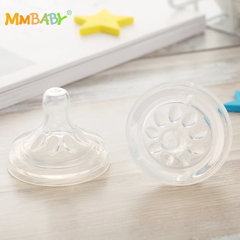 

MMBABY Silicone Baby Infant Kid Teether Care Milk Feeding Bottle Pacifier Teat Breast Nipple S M L Round Cross Hole 2019