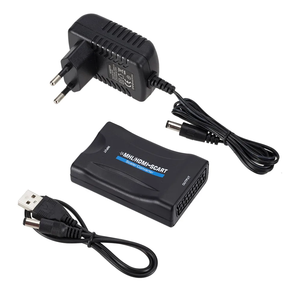 

1080P HDMI To SCART AV Converter Adapter HDMI Input SCART Output Video Audio Upscale Converter for SKY HD Blu Ray DVD US EU Plug