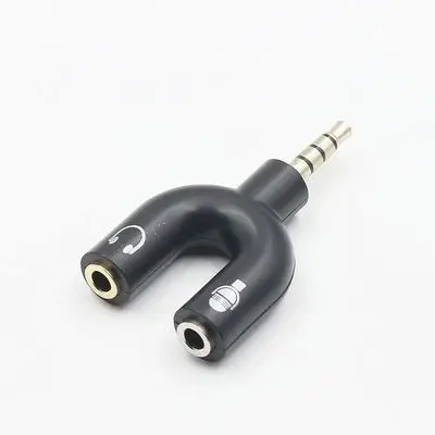 U Type Adapter Dual 3.5 MM Headphone Plug Audio Cables Splitter Microphone 2 in 1 Swivel Connector Free shipping