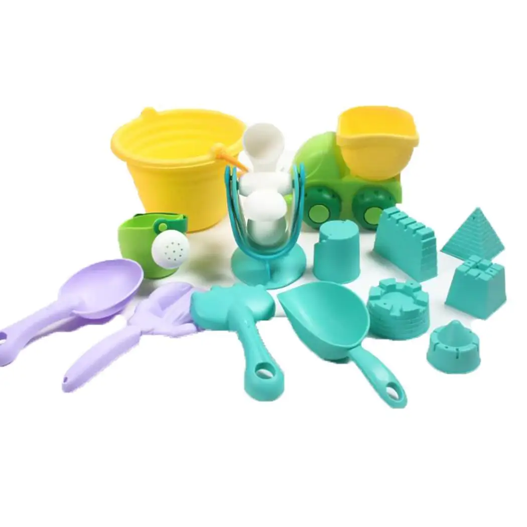 soft Silicone beach toys for children SandBox Set Kit Sea sand bucket Rake Hourglass Water Table pl