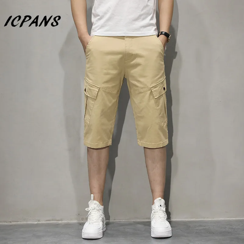 ICPANS, летние мужские шорты Карго, повседневные военные шорты, модные классические шорты с карманами в клетку, большие размеры 40, 42, 44, 46