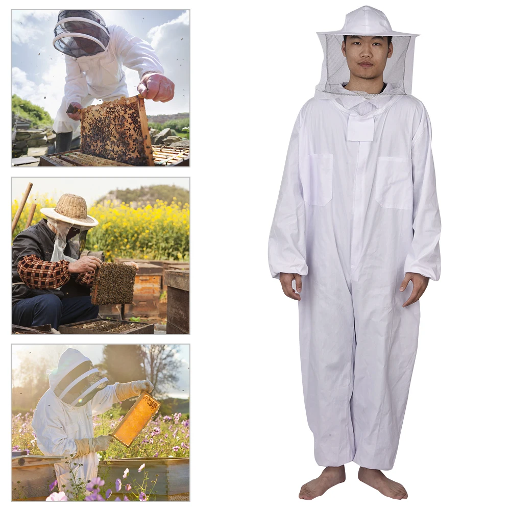 Белый цельный Анти-пчела пальто инструменты для пчеловодства специальная защитная одежда