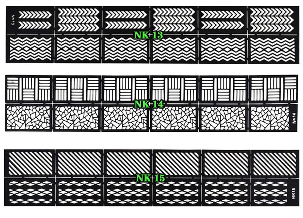 Многоразовый штамп-печатка DIY дизайн ногтей, полый шаблон печать наклеек трафарет руководство - Цвет: NK15
