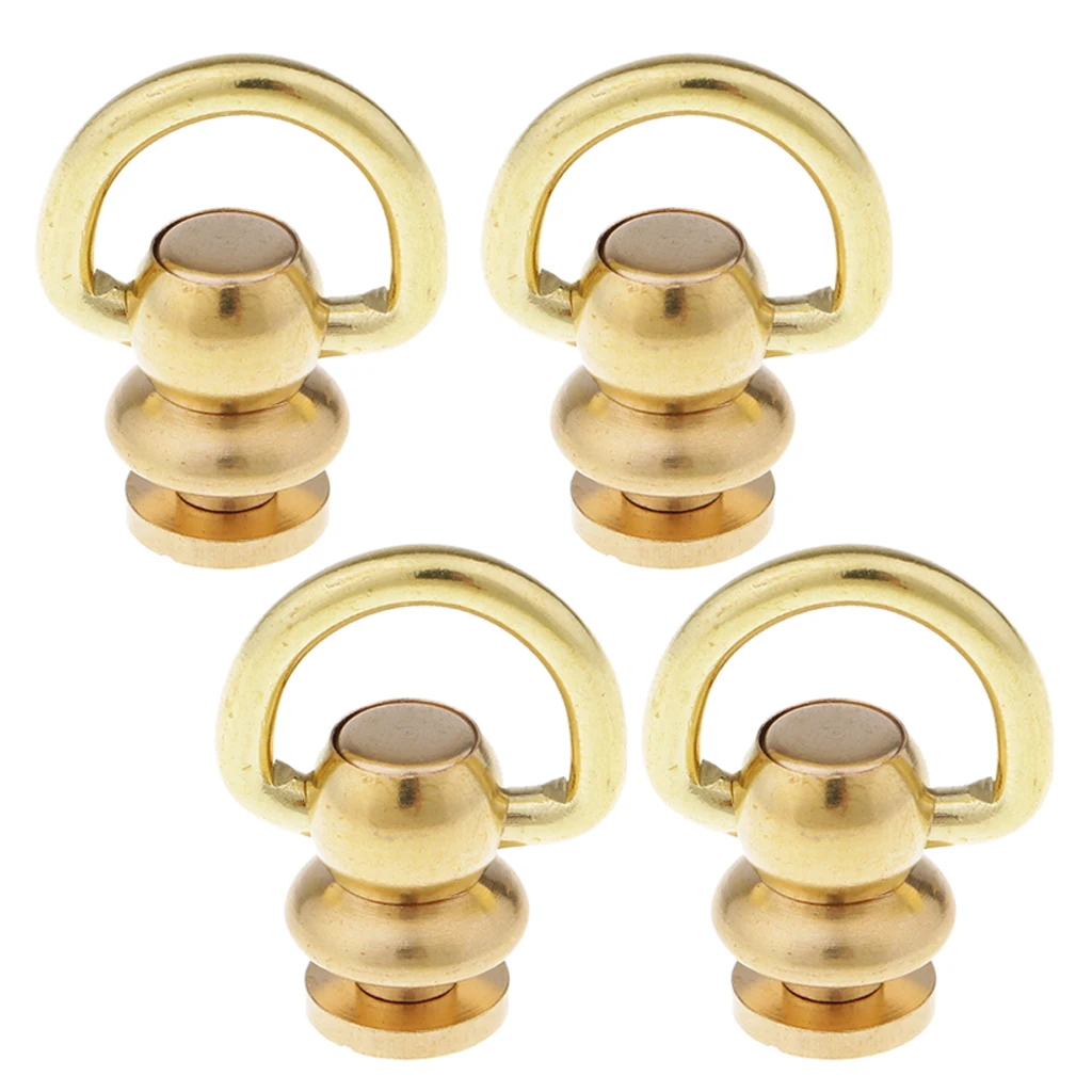 4Pcs Ball Post with D Ring 10mm
