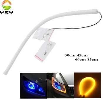 

YSY 10X 30/ 45/ 60cm Universial Flowing Daytime Running Light Flexible Soft Tube Guide Car LED Strip White DRL Turn Signal Light