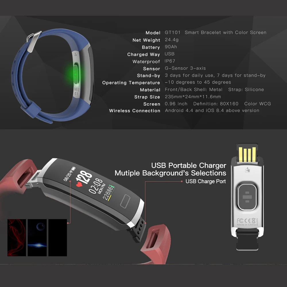 VESTMADRA VM01 Fitness Bracelet Waterproof Smart Wristband Heart Rate Monitor Sleep Monitor Activity Tracker for IOS Android