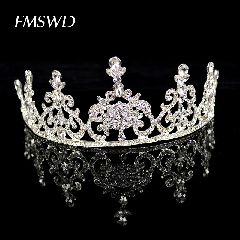 

New Fashion Rhinestone Crown Hair Jewelry For Wedding Tiara Bridal Hair Accessories Silver Color Crystal Tiaras and Crowns HG166