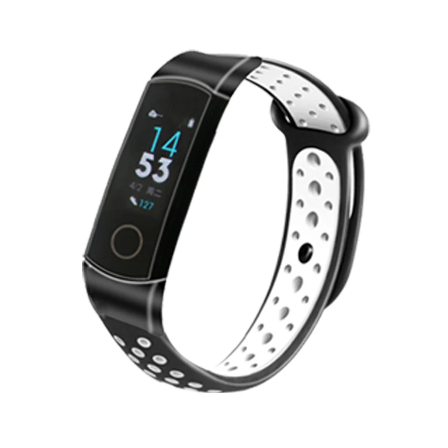 Силиконовый ремешок для Honor Band 4 standard Edition, двойной цветной спортивный браслет, браслет для huawei Honor Band 4 5, аксессуары для ремня - Цвет: Black white