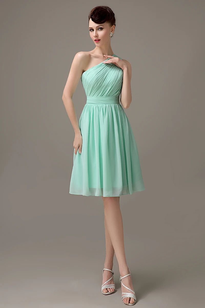 Menta verde chiffon corto una spalla abito da damigella d'onore semplice  Economici junior damigella d'onore su misura vestito per le ragazze  BD434|one shoulder bridesmaid dresses|custom bridesmaid dressbridesmaid  dresses - AliExpress