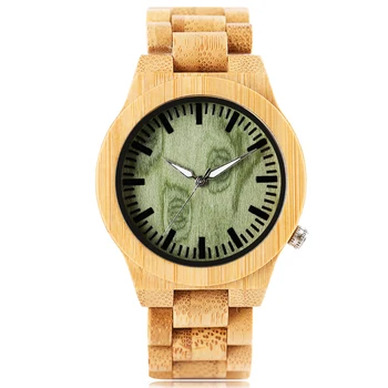 

Creative Men's Watches Full Bamboo Quartz Wrist Watch Fashion Green Analog Dial Wood Watch Light Wood Watch Handmade Sport Clock