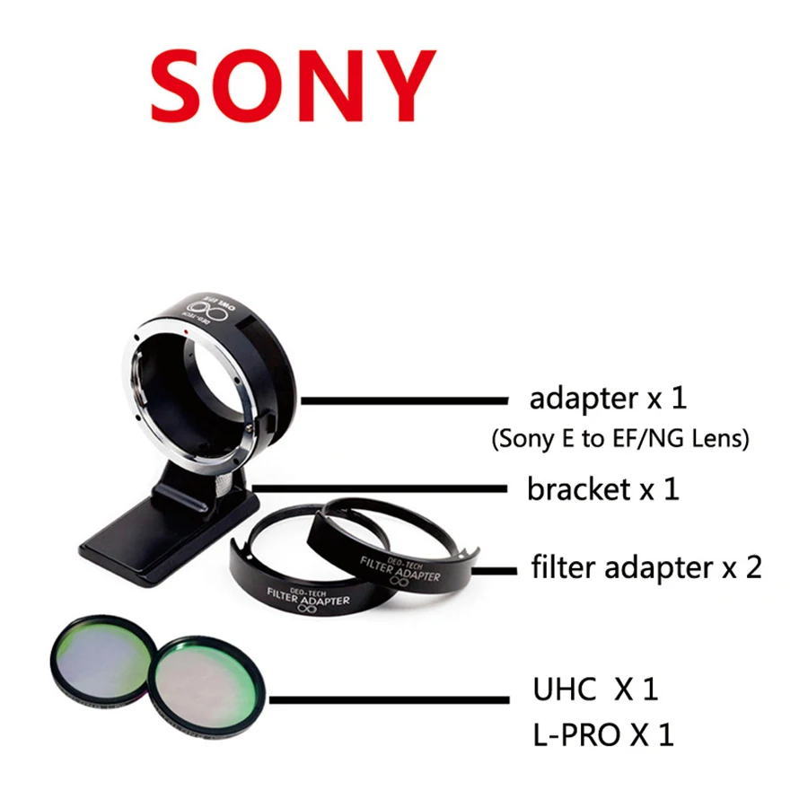 Optolong sony E-EF(EOS EF) adaptador E-NG(Nikon G) adaptador con drop-en el filtro(conjunto) UHC/L-Pro de 2 pulgadas