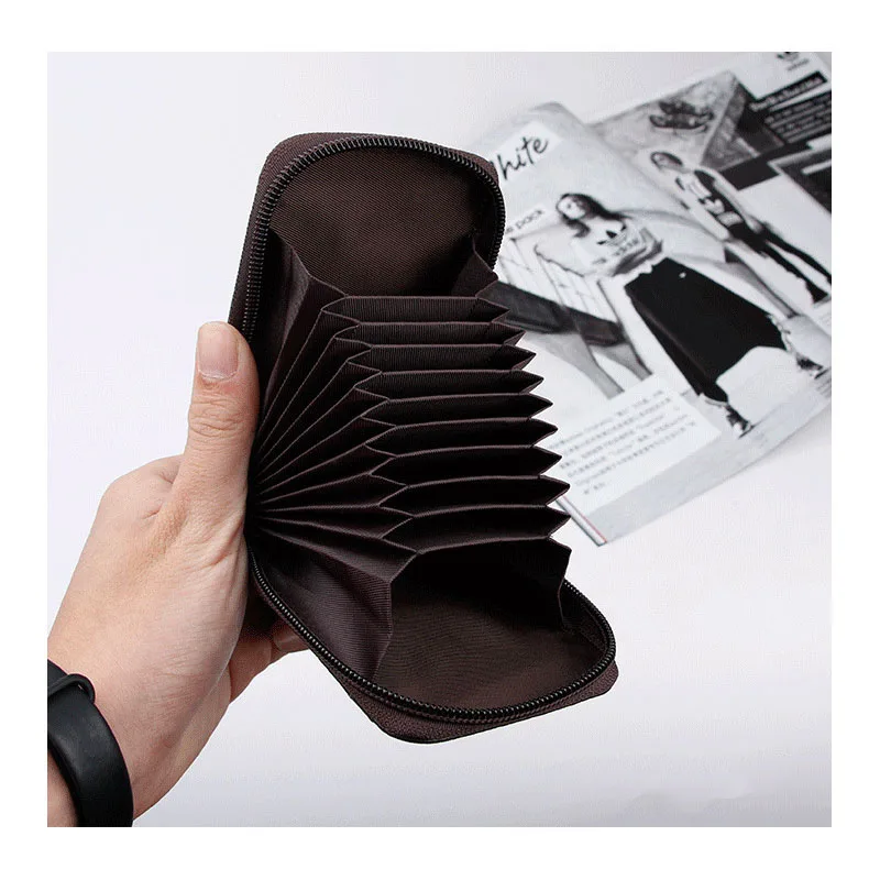 

RFID Organ Card Holder Genuine Leather Multifunctional Jacket Leather Business Credit Card Holder Casual