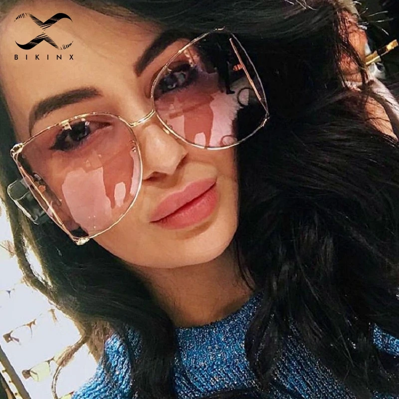 

Bikinx Butterfly pearl square sunglasses women Fashion eyewear 2019 Designer cat eye sunglasses transparent vintage sun glasses