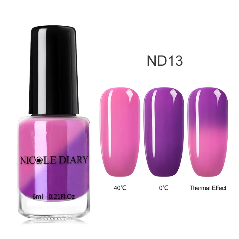 NICOLE DIARY 6ml Peel Off Thermal Nail Polish Glitter Chameleon Color Changing Water-based Manicure Nail Art Varnish - Цвет: S4-ND13