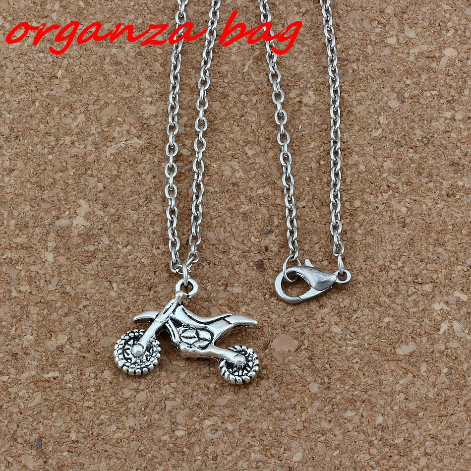 

MIC 2pcs / lot Motorcycle Charms Pendant Necklaces Ancient silver Jewelry DIY 18 inches Chains Clavicle necklace A-281d