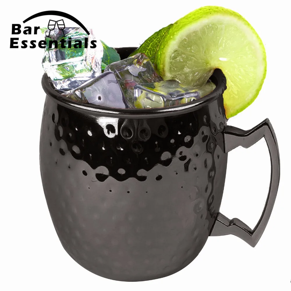 Hammered Gunmetal Plated Curved Stainless Steel Moscow Mule Mug Drum