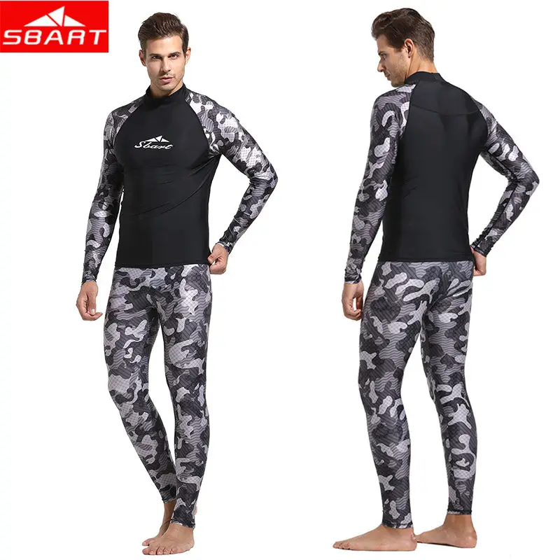 SBART التمويه رجل Rashguard قميص بانت طويلة الأكمام المضادة للأشعة فوق البنفسجية السباحة تصفح ملابس السباحة زائد 3XL إركب الرياح ثوب السباحة