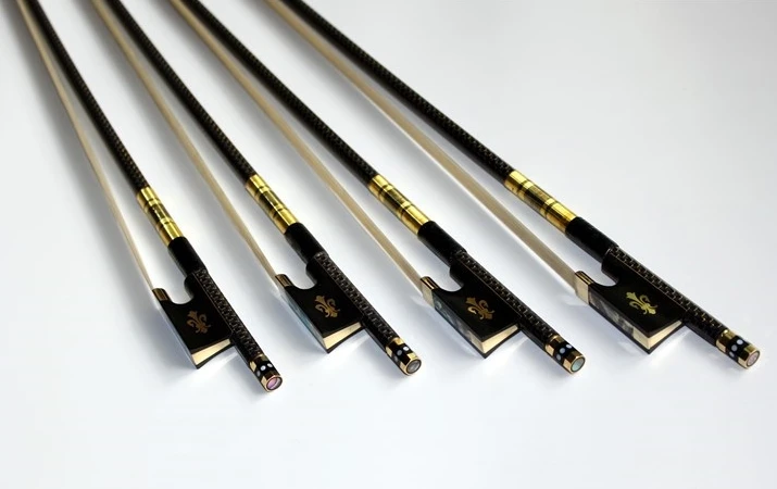 Envío gratis 1 pc nuevo PRO 4/4, 3/4, 1/2, 1/4 tamaño de fibra de carbono arco de Violín con parrilla de ébano Rana escultura flor - 3