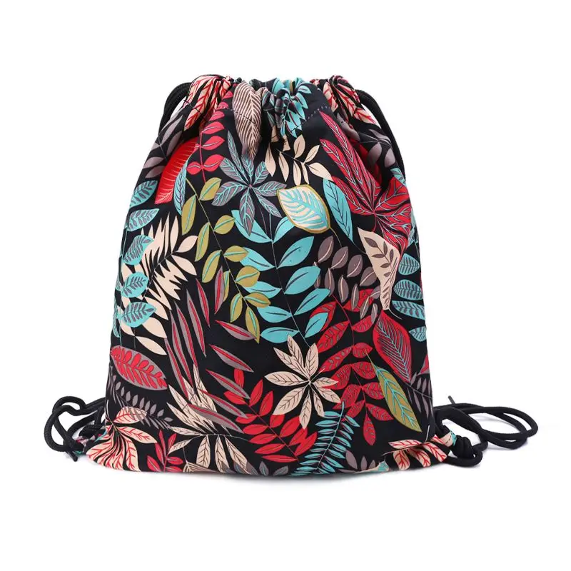 

Drawstring Bag Floral Leaf Rucksacks Cinch Sack Gym Sackpack Book Bags for Hiking Yoga Gym Swimming Travel Beach