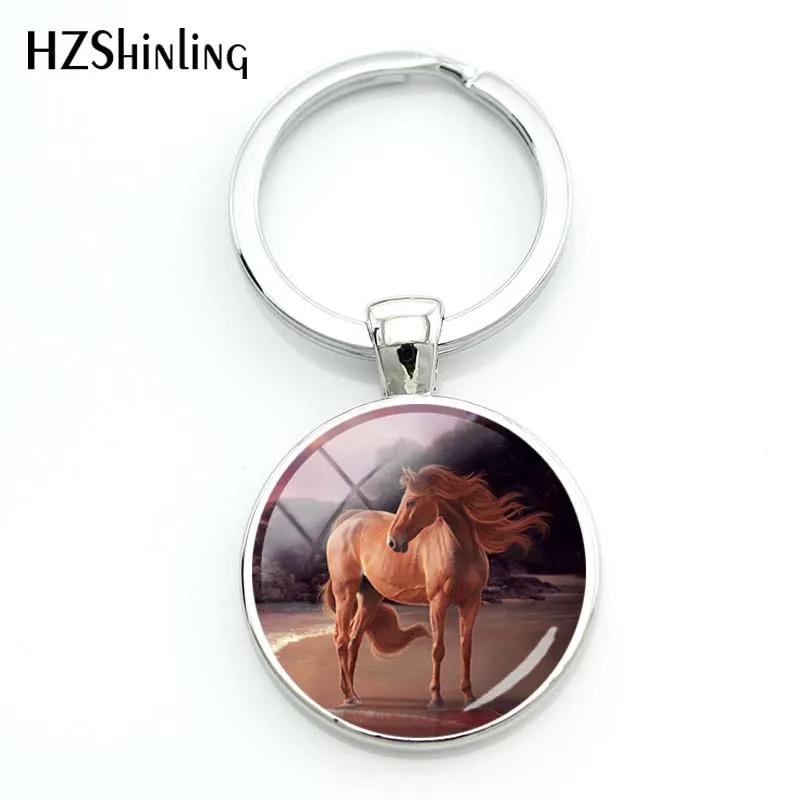Модный брелок лошадь искусство лошадь фото бижутерия со стеклянными кабошонами ручной работы серебряный брелок дешево и высокое качество подарок - Цвет: 1