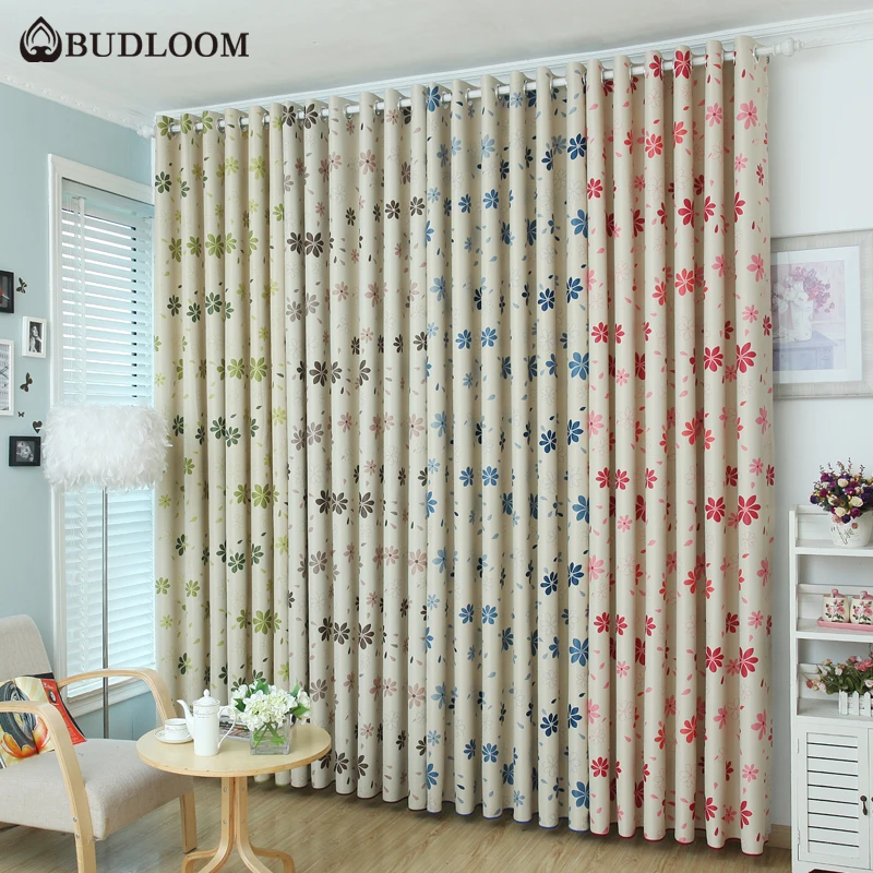 

Budloom flowers blackout curtains for bedroom 4 colors floral curtains for living room kids room blue red brown window drapes