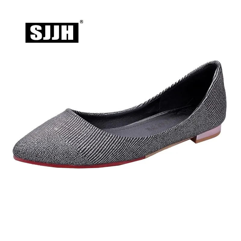 

SJJH Woman Slip-on Flats with Pointed Toe Shallow Boat Shoes Comfortable Footwear Casual Fashion Elegant Large Size A078